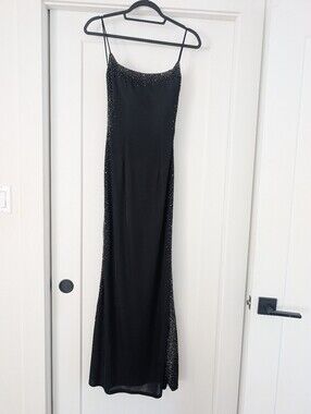 Black Beaded Evening Dress | 2000s